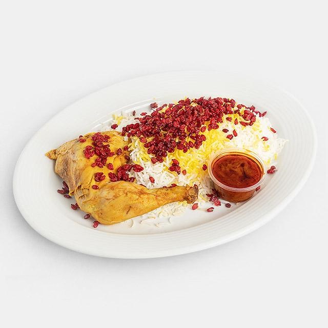 زرشک پلو با مرغ(ران)